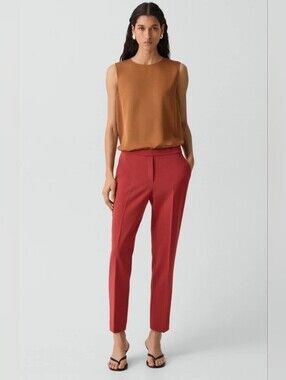 Theory Treeca Pull-On Pant in Admiral Crepe Berry Red Claret Size 6